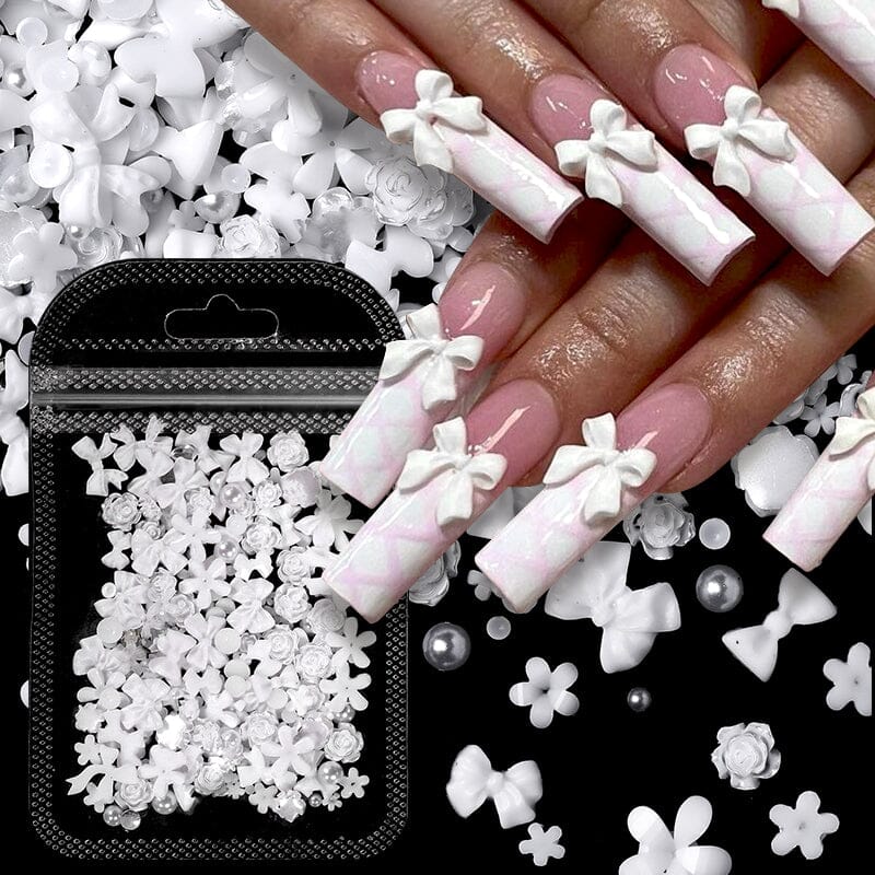 100pcs Colorful Bowknot Flowers 3D Nail Decorations