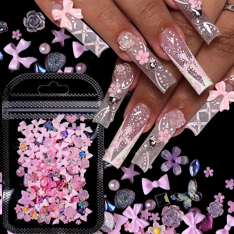 100pcs Colorful Bowknot Flowers 3D Nail Decorations - Image 10