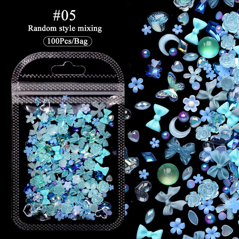 100pcs Colorful Bowknot Flowers 3D Nail Decorations - Image 16