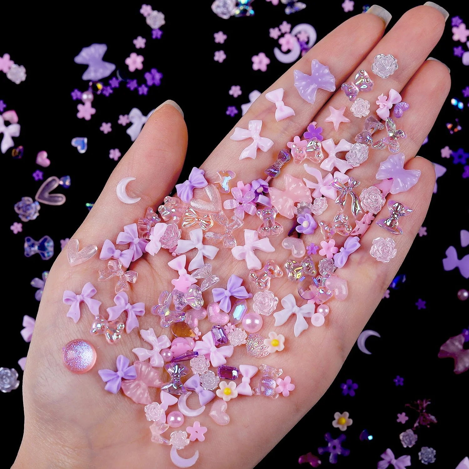 100pcs Pink 3D Nail Decorations Random Mixed #02 - Image 2