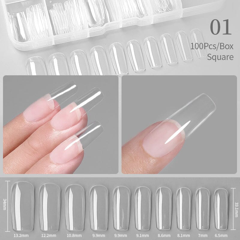100pcs Square Transparent False Nail Tips - Image 2