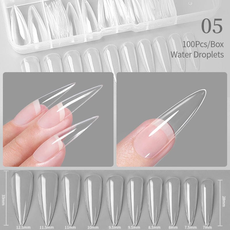 100pcs Water Droplets Transparent False Nail Tips - Image 2