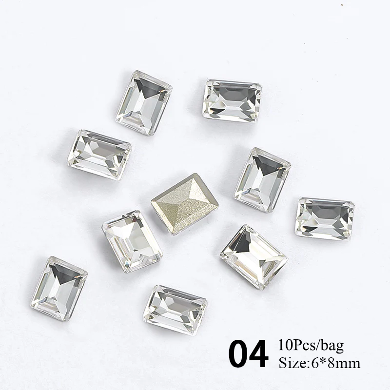 10pcs #04 6*8mm Transparent Irregular-Shaped Rhinestones