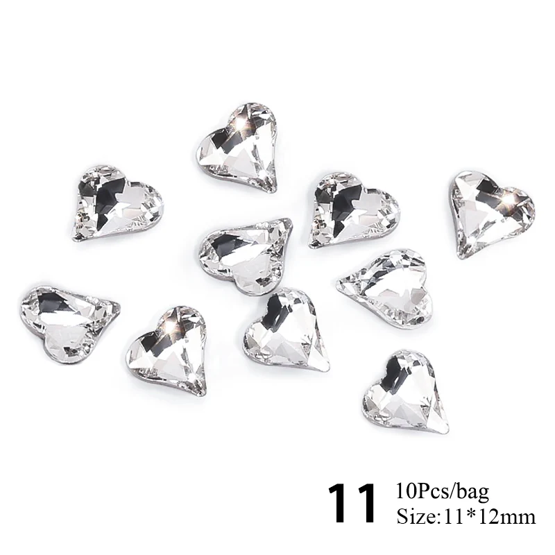 10pcs #11 11*12mm Transparent Irregular-Shaped Rhinestones
