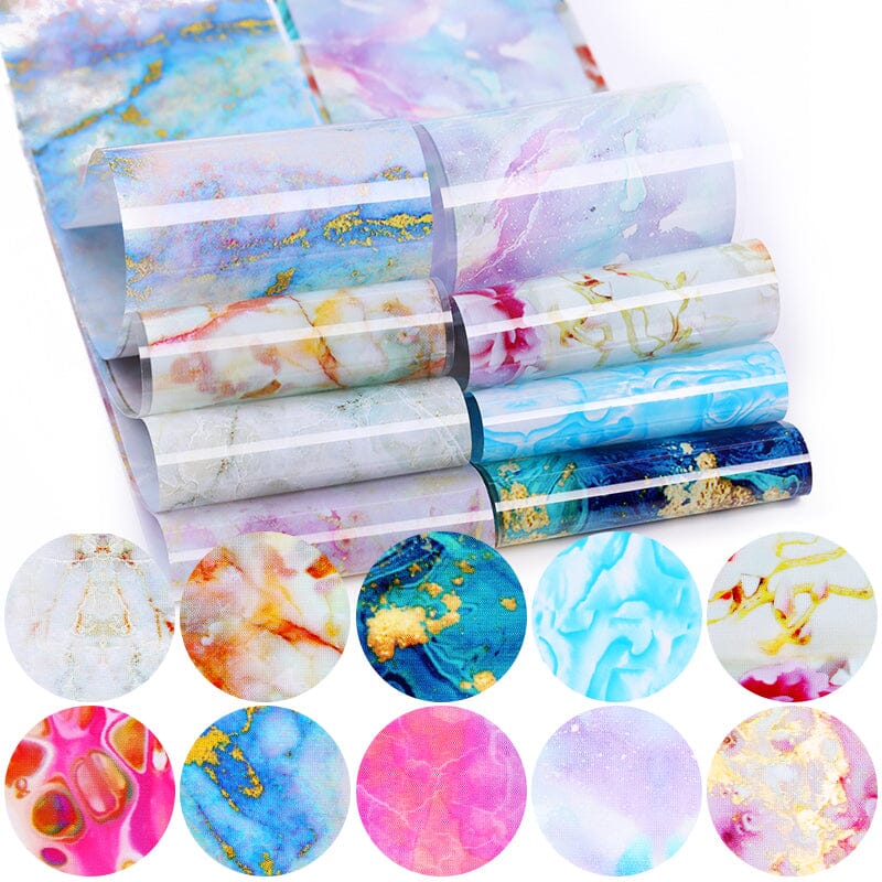 10pcs Blue Marble Nail Foil Sticker - Image 3