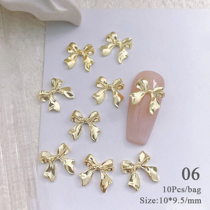 10pcs Bowknot Gold Silver Alloy Nail Decoration - Image 15