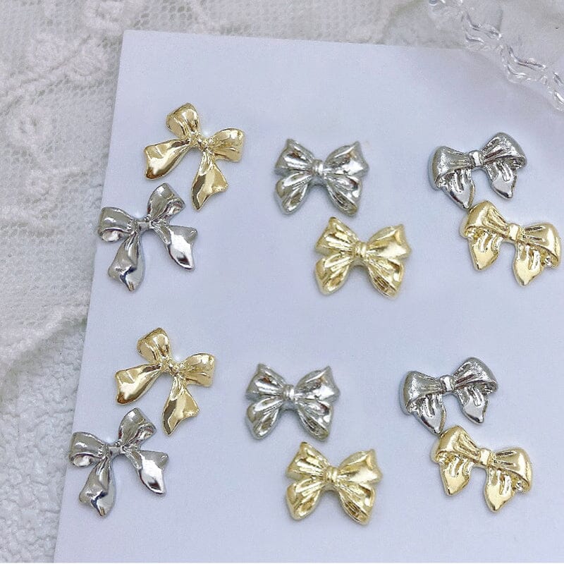 10pcs Bowknot Gold Silver Alloy Nail Decoration - Image 5