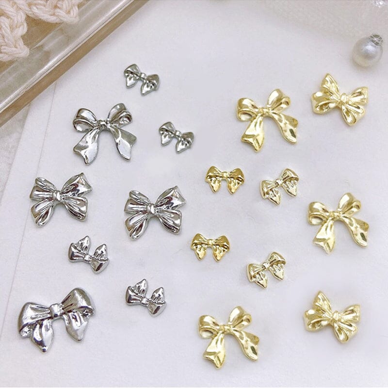 10pcs Bowknot Gold Silver Alloy Nail Decoration - Image 6