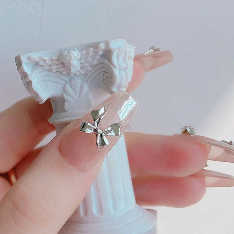 10pcs Bowknot Gold Silver Alloy Nail Decoration - Image 9