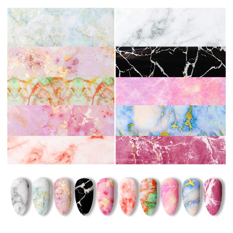 10pcs Marble Nail Foil Stickers - Image 3
