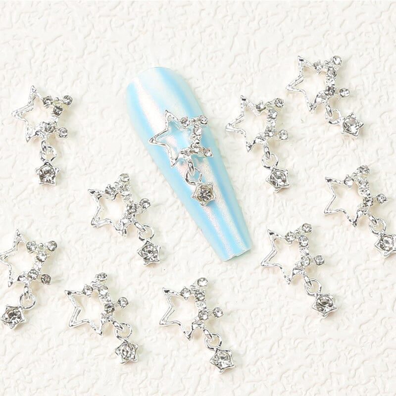 10pcs Pentagram Chain Nail Charm - Image 2