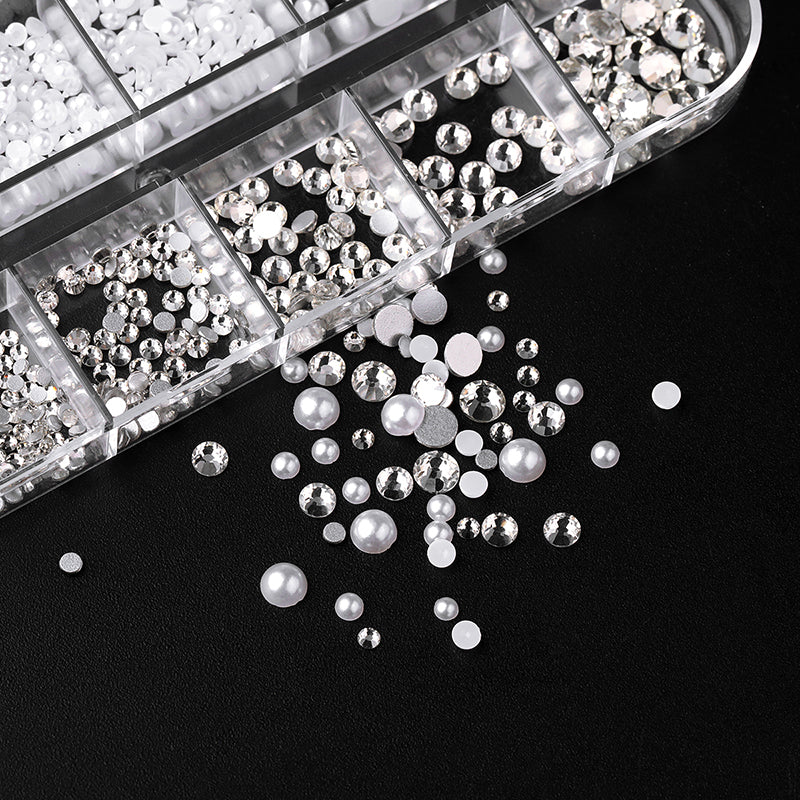 12 Grids Flat-Back Pearls & Rhinestones - Image 4