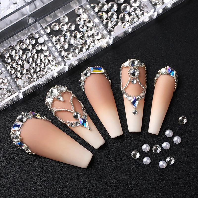 12 Grids Flat-Back Pearls & Rhinestones - Image 5