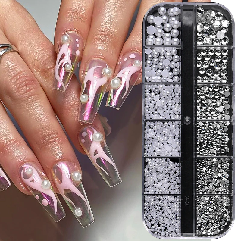 12 Grids Flat-Back Pearls & Rhinestones - Image 6