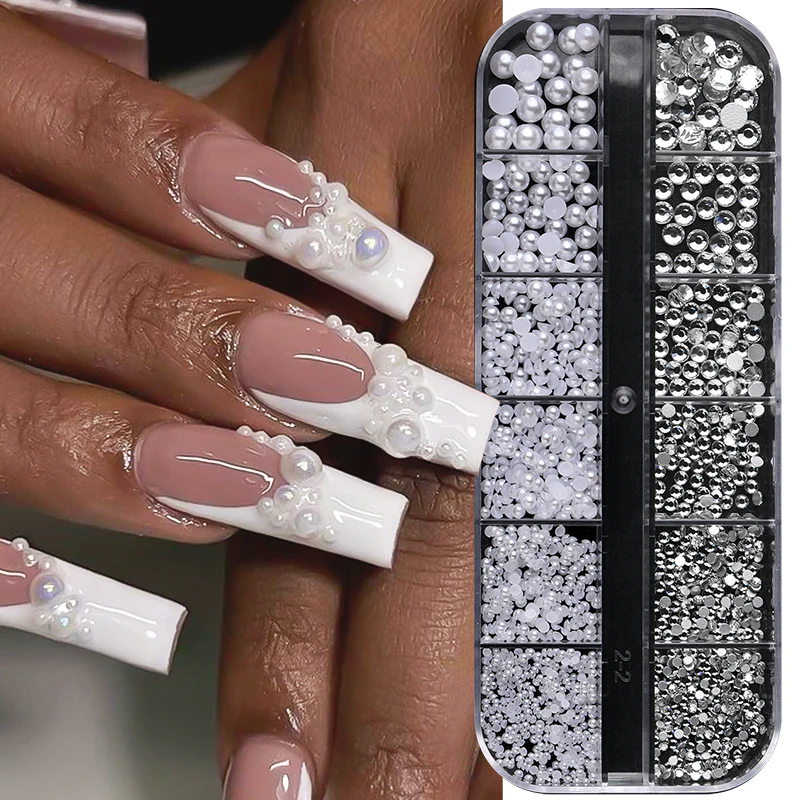 12 Grids Flat-Back Pearls & Rhinestones - Image 7