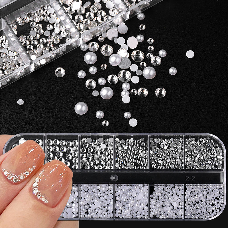 12 Grids Flat-Back Pearls & Rhinestones - Image 8