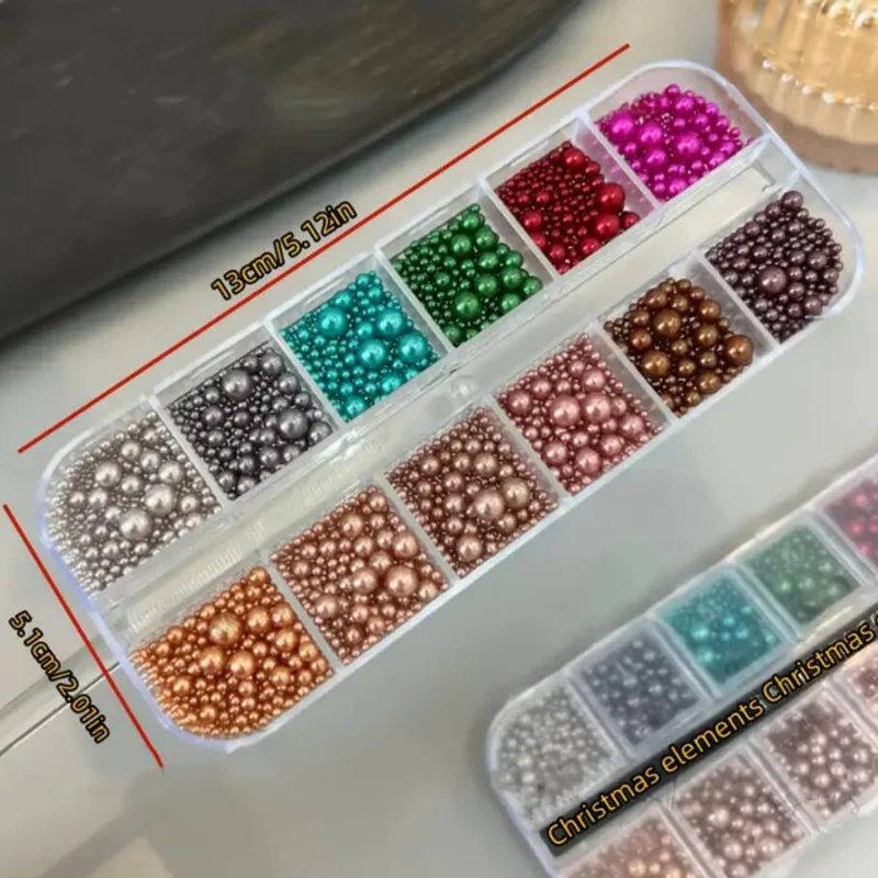 12 Grids Mixed Sizes Round Resin Nail Decoration - Image 4