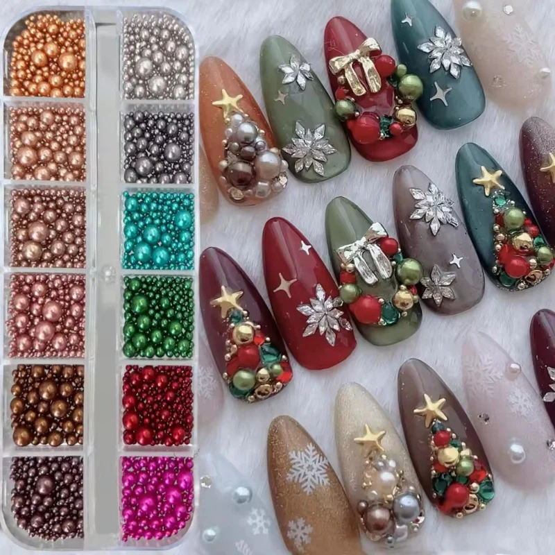12 Grids Mixed Sizes Round Resin Nail Decoration - Image 5