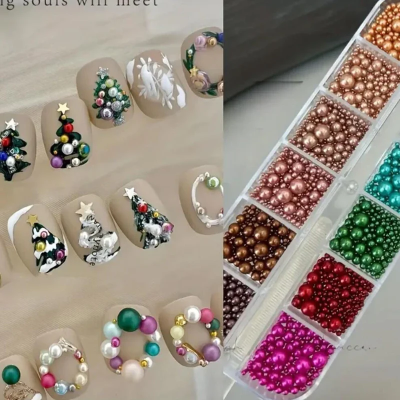 12 Grids Mixed Sizes Round Resin Nail Decoration - Image 7