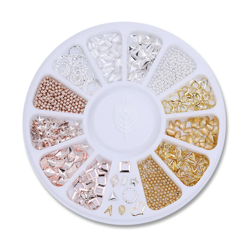 12 Patterns Metal 3D Nail Decoration in Wheel