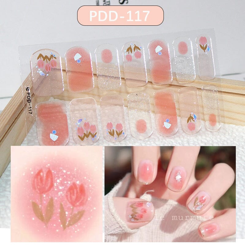 14 Tips Full Cover Nail Stickers Flowers Gradient Patterns - Image 10