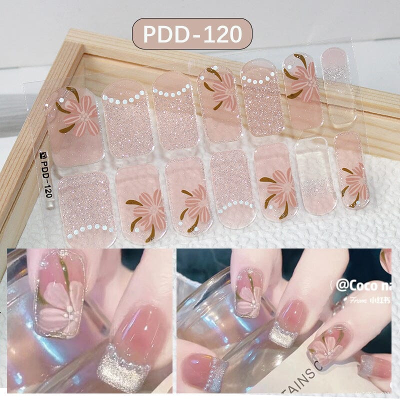14 Tips Full Cover Nail Stickers Flowers Gradient Patterns - Image 11