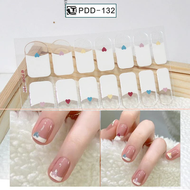 14 Tips Full Cover Nail Stickers Flowers Gradient Patterns - Image 17