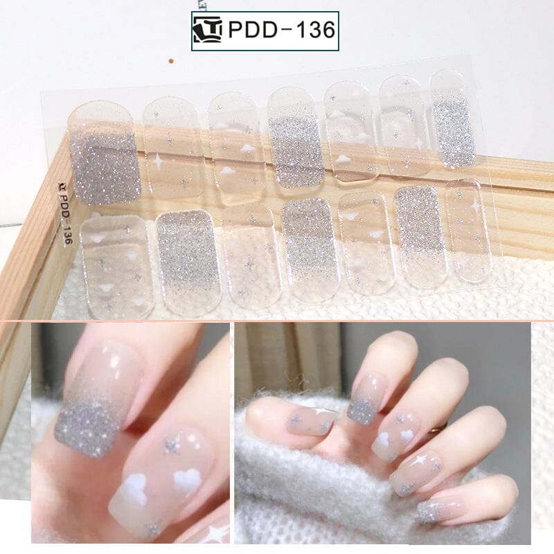 14 Tips Full Cover Nail Stickers Flowers Gradient Patterns - Image 18