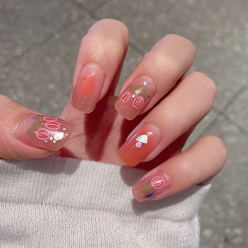 14 Tips Full Cover Nail Stickers Flowers Gradient Patterns - Image 3