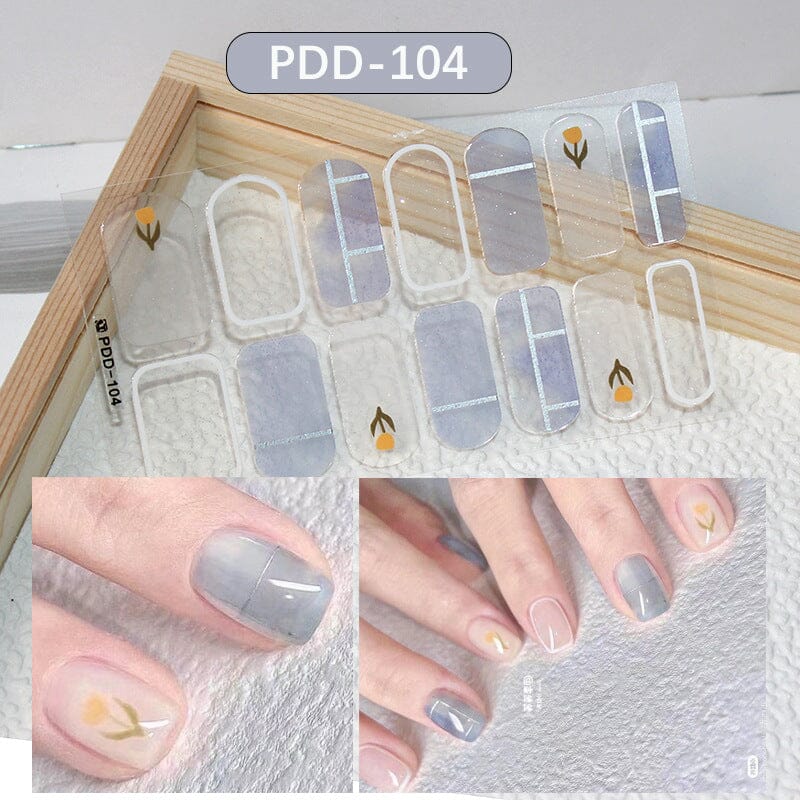 14 Tips Full Cover Nail Stickers Flowers Gradient Patterns - Image 7
