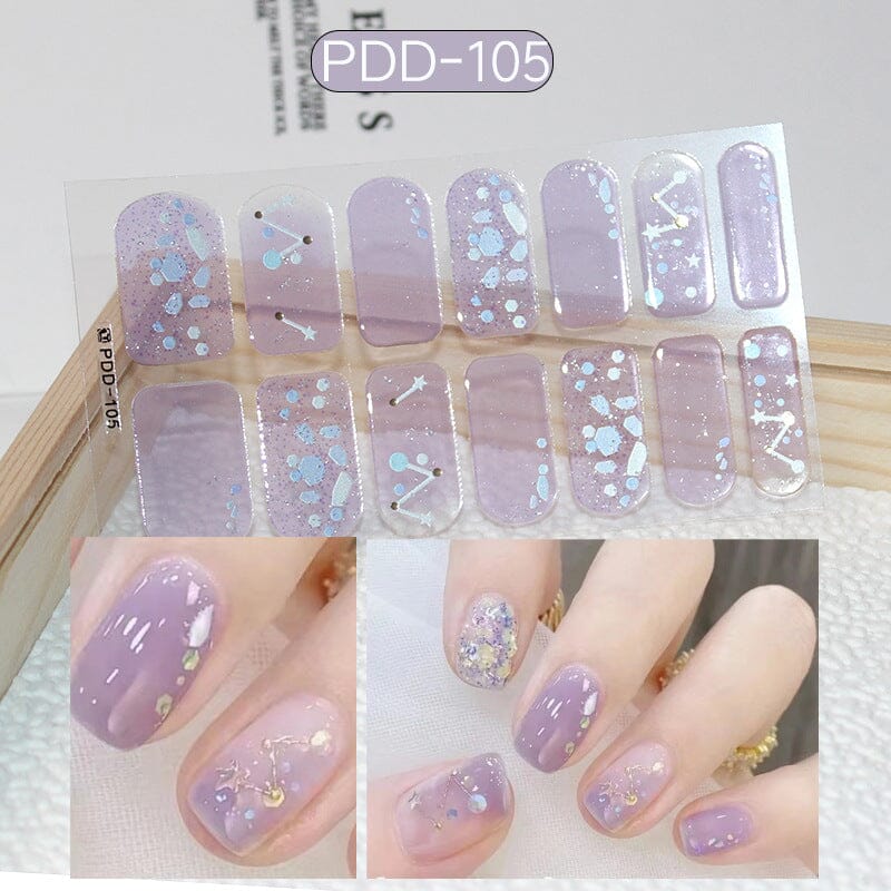 14 Tips Full Cover Nail Stickers Flowers Gradient Patterns - Image 8