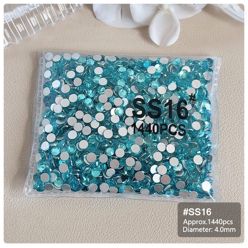 1440pcs Lake Blue Flatback Round Nail Art Rhinestones SS3-SS16 - Image 15