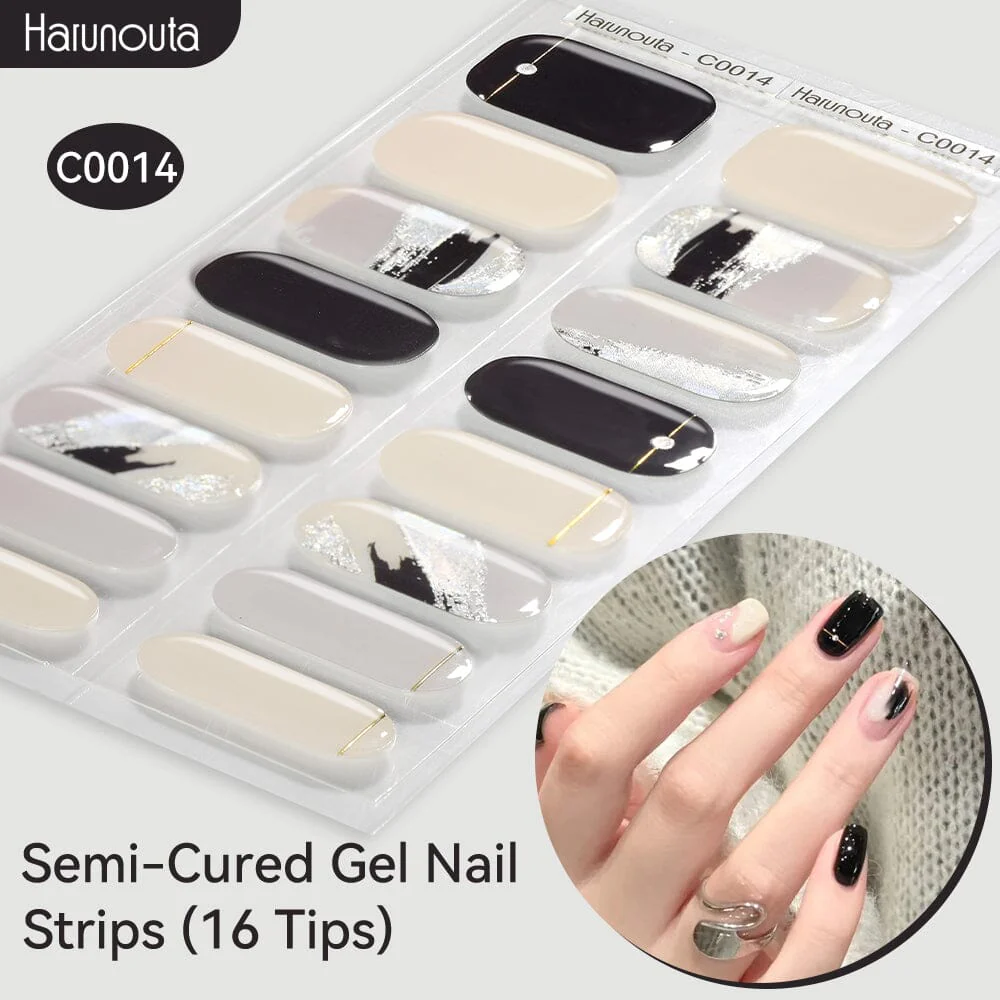 16 Tips Semi-Cured Gel Nail Strips C001-C056 - Image 14