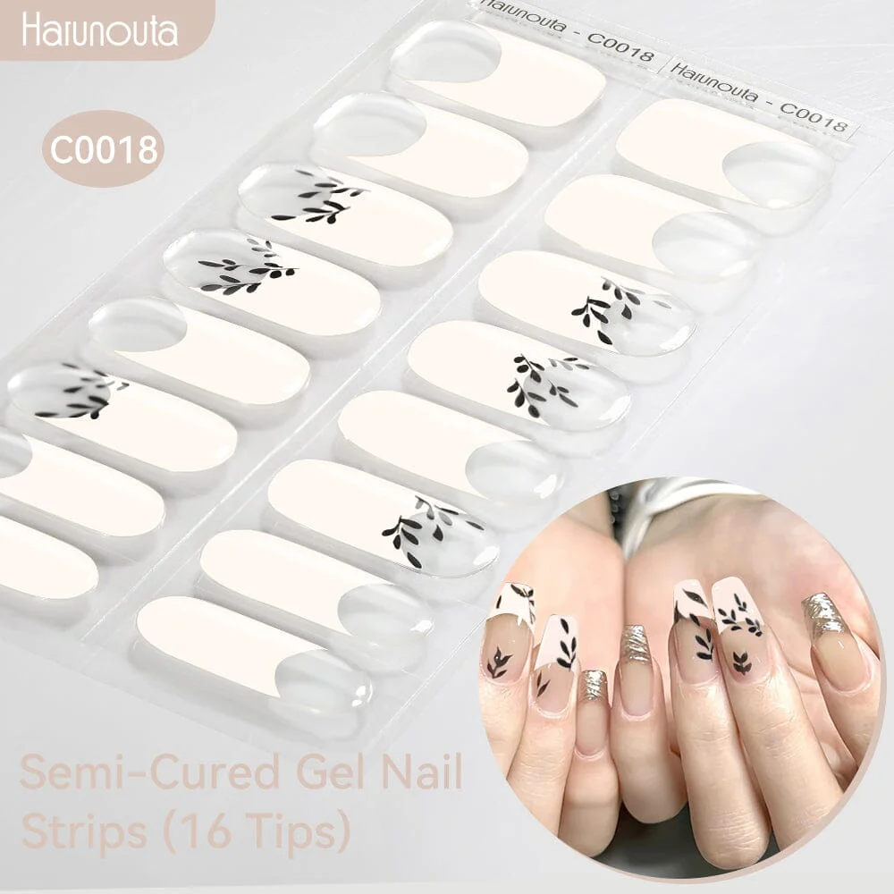 16 Tips Semi-Cured Gel Nail Strips C001-C056 - Image 18
