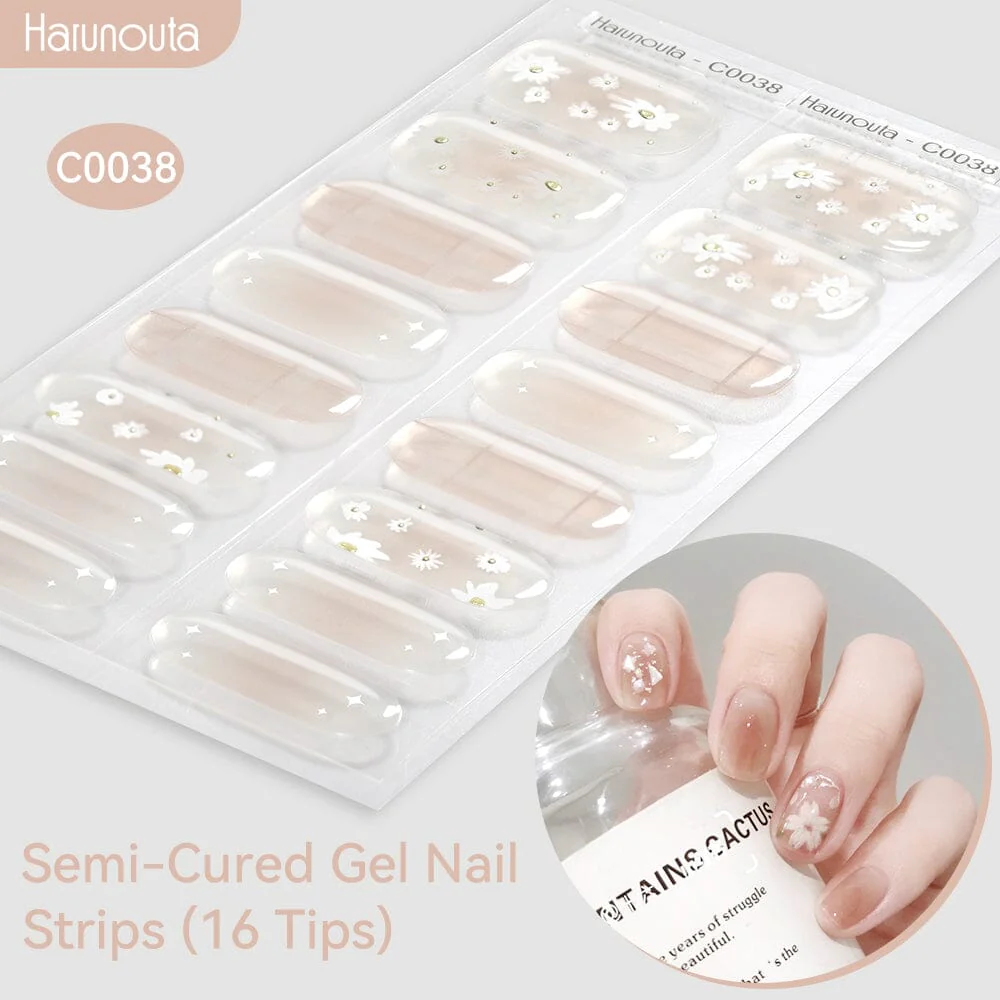 16 Tips Semi-Cured Gel Nail Strips C001-C056 - Image 38