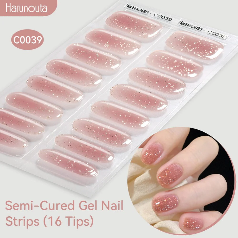 16 Tips Semi-Cured Gel Nail Strips C001-C056 - Image 39