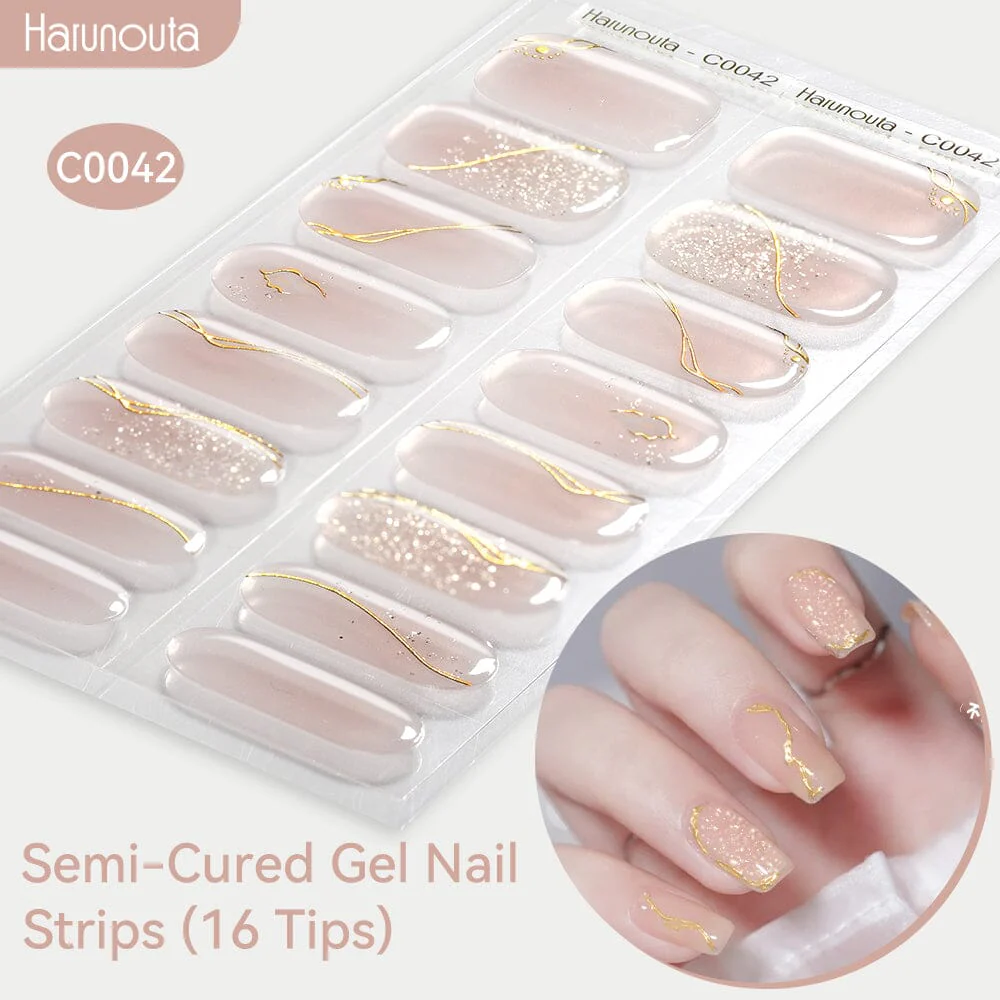 16 Tips Semi-Cured Gel Nail Strips C001-C056 - Image 42