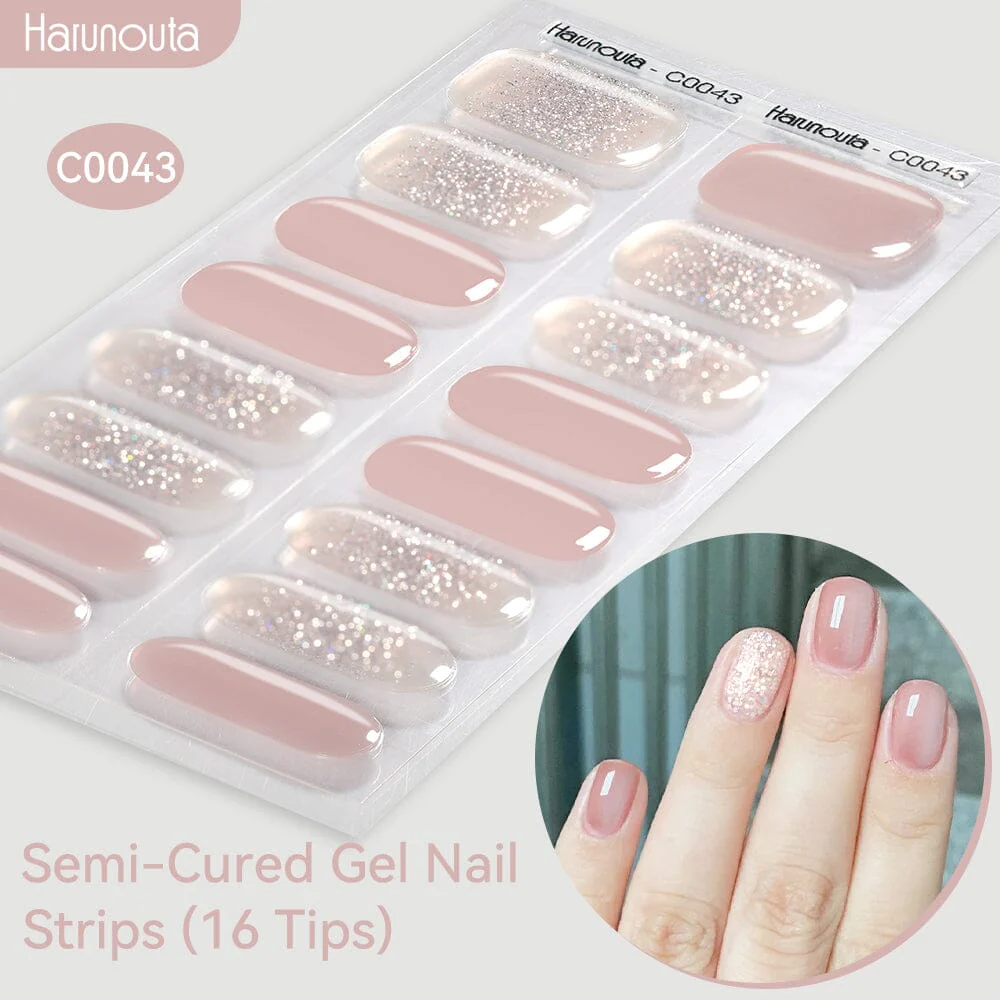 16 Tips Semi-Cured Gel Nail Strips C001-C056 - Image 43