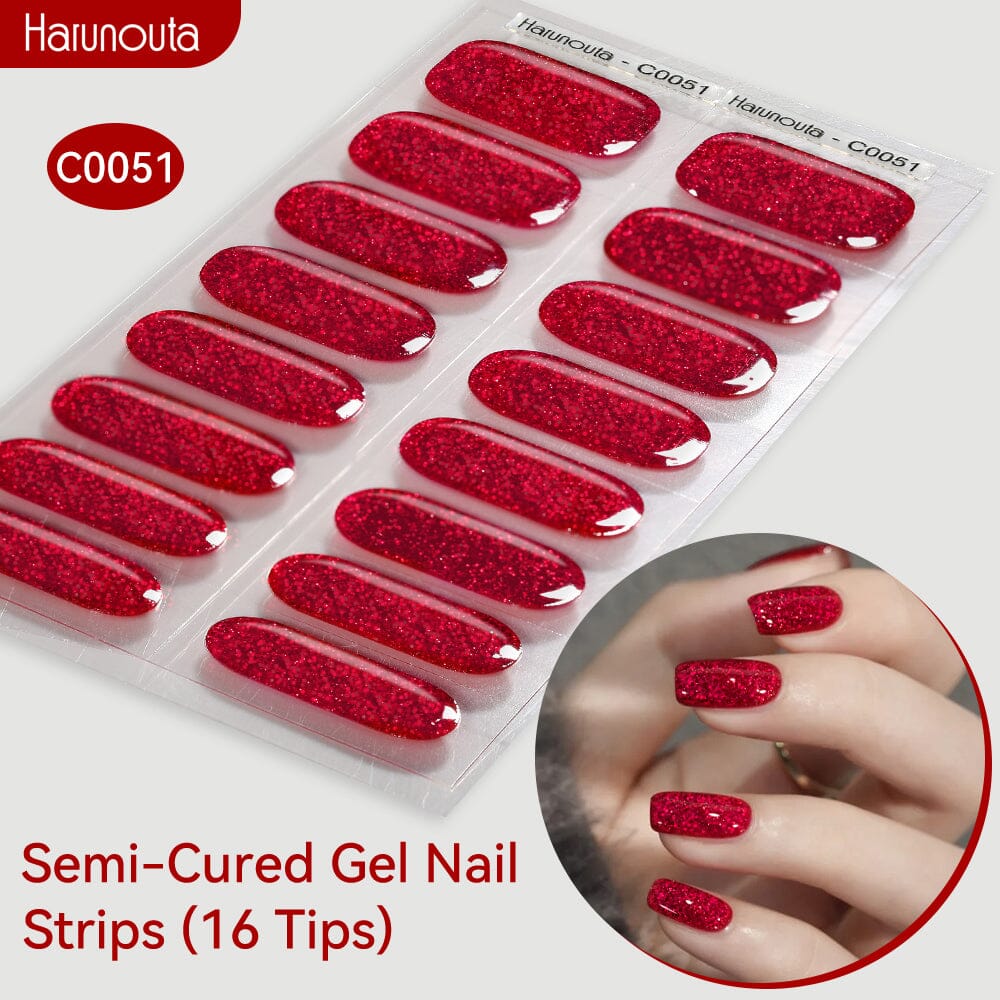 16 Tips Semi-Cured Gel Nail Strips C001-C056 - Image 51