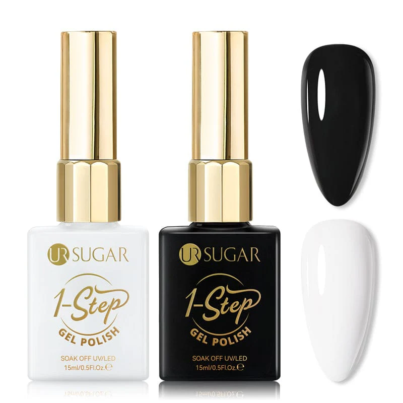 2 Colors 1 Step Gel Polish Set Black& White 15ml