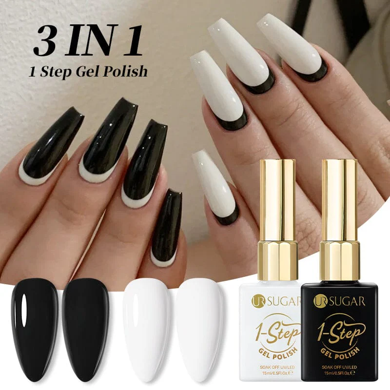 2 Colors 1 Step Gel Polish Set Black& White 15ml - Image 6