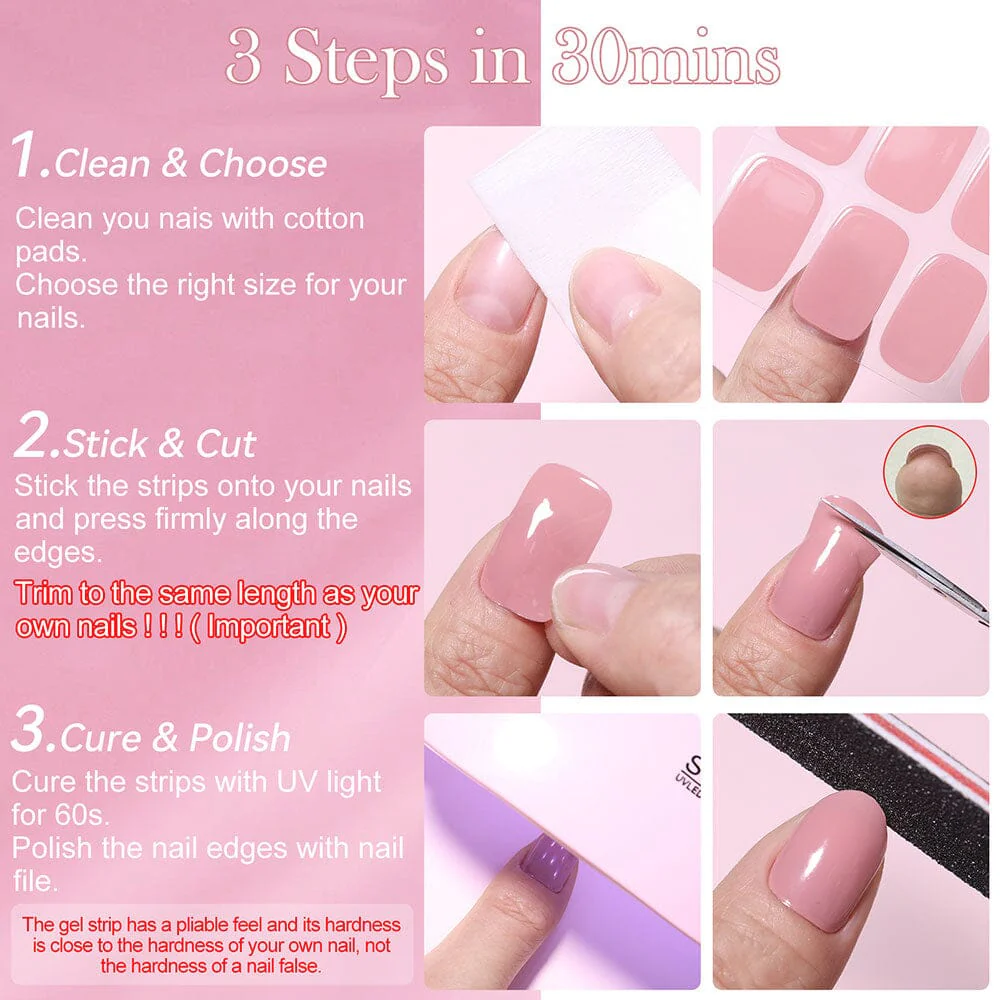 20 Tips Semi-Cured Gel Nail Strips N041-N060 - Image 7