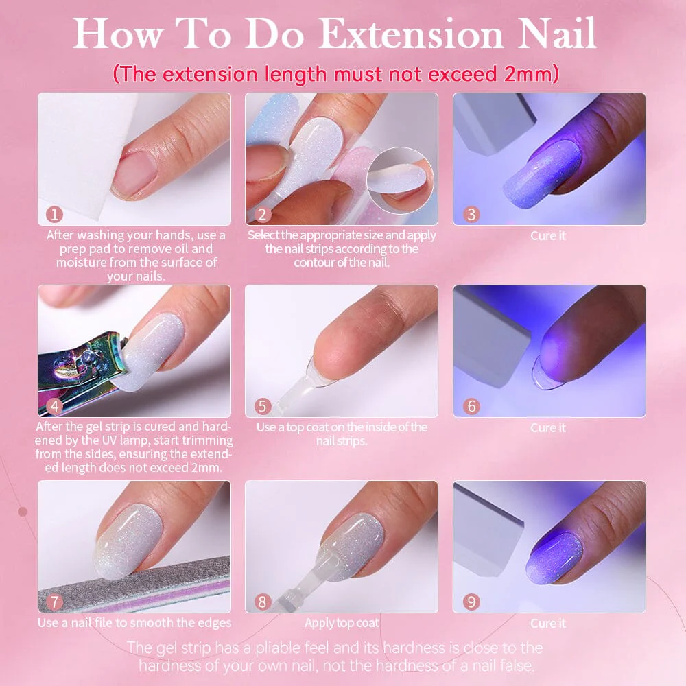 20 Tips Semi-Cured Gel Nail Strips N041-N060 - Image 8
