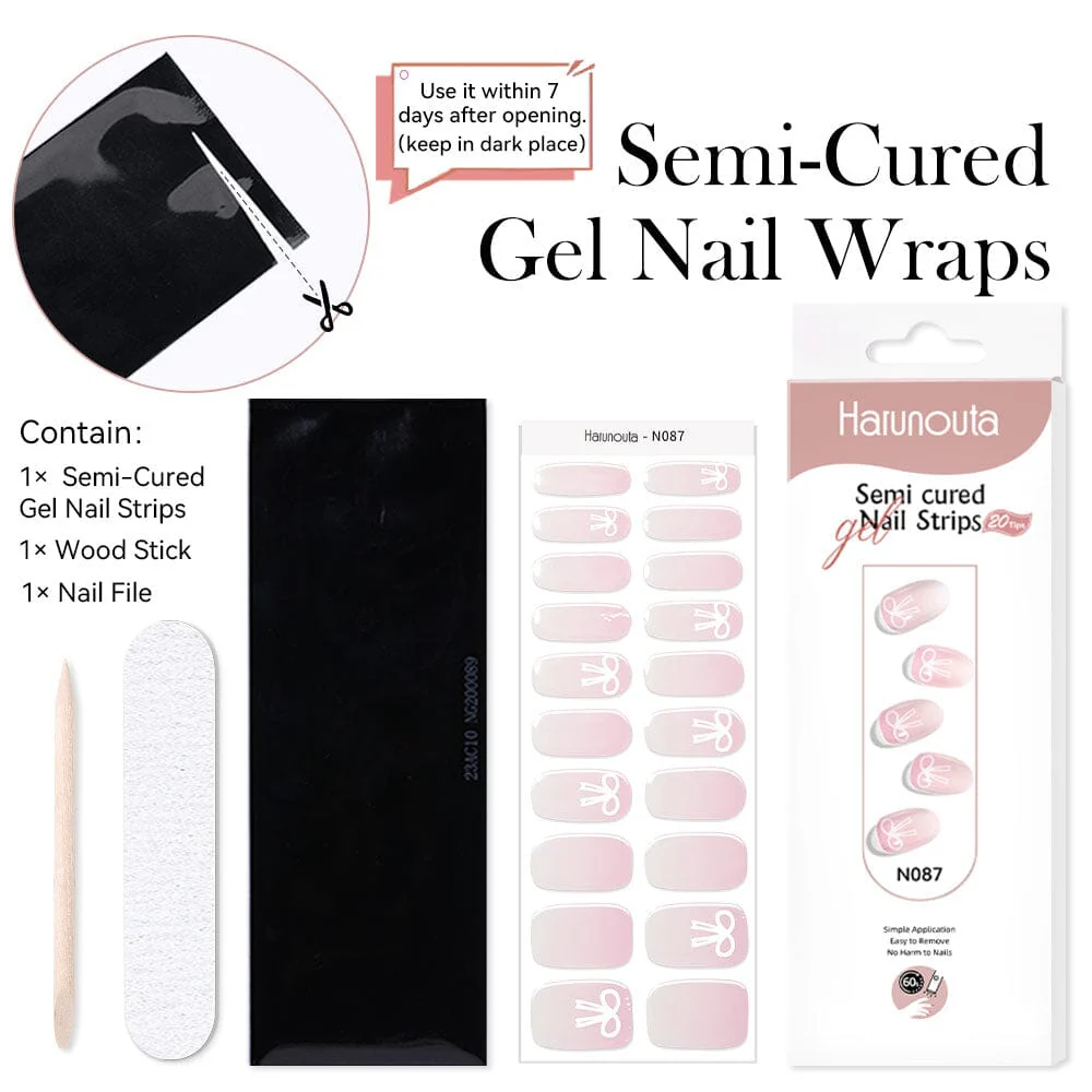 20 Tips Semi-Cured Gel Nail Strips N079-N088 - Image 4