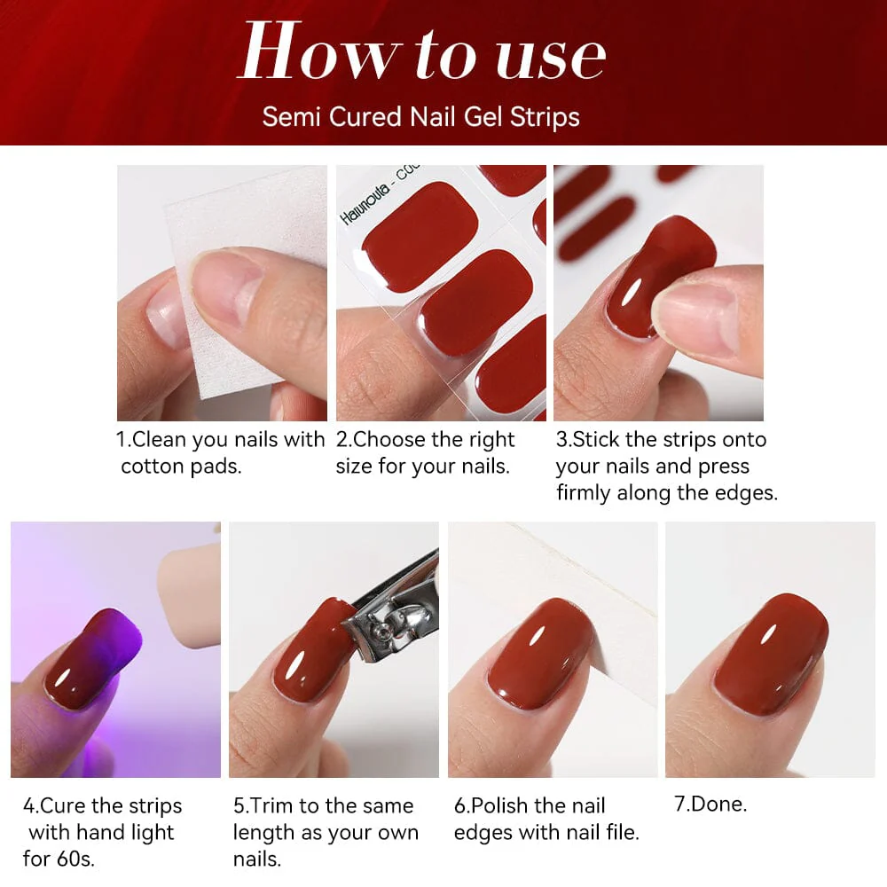 20 Tips Semi-Cured Gel Nail Strips N079-N088 - Image 7