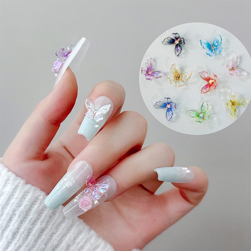 20pcs Ice Transparent Butterflies 3D Nail Decorations - Image 4