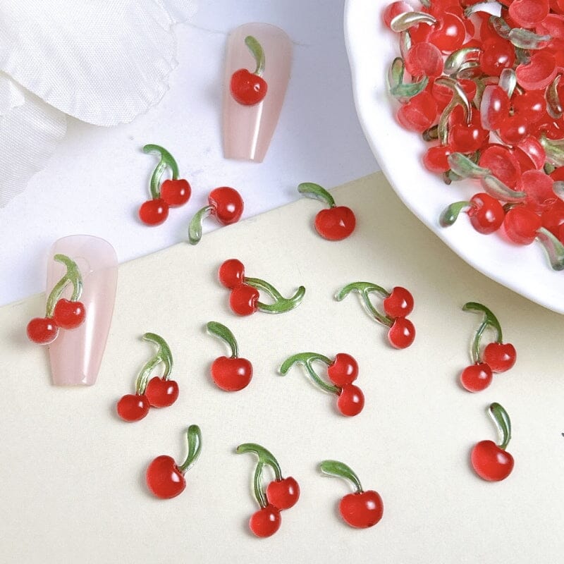 20pcs Sweet Mini Red Cherry 3D Nail Decorations - Image 2