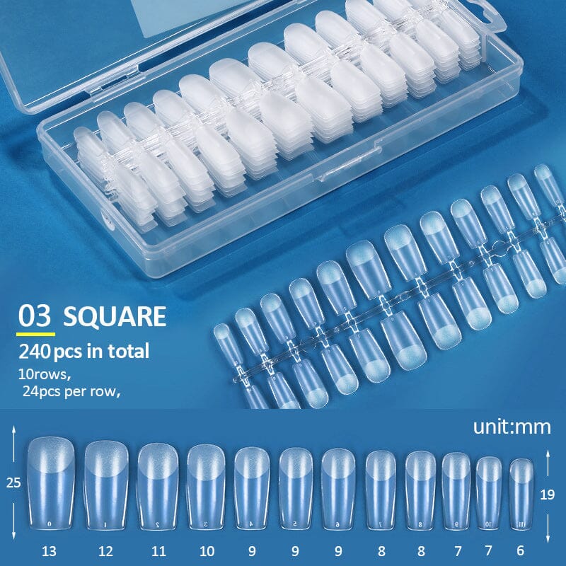 240pcs Square Semi-Matte False Nail Tips