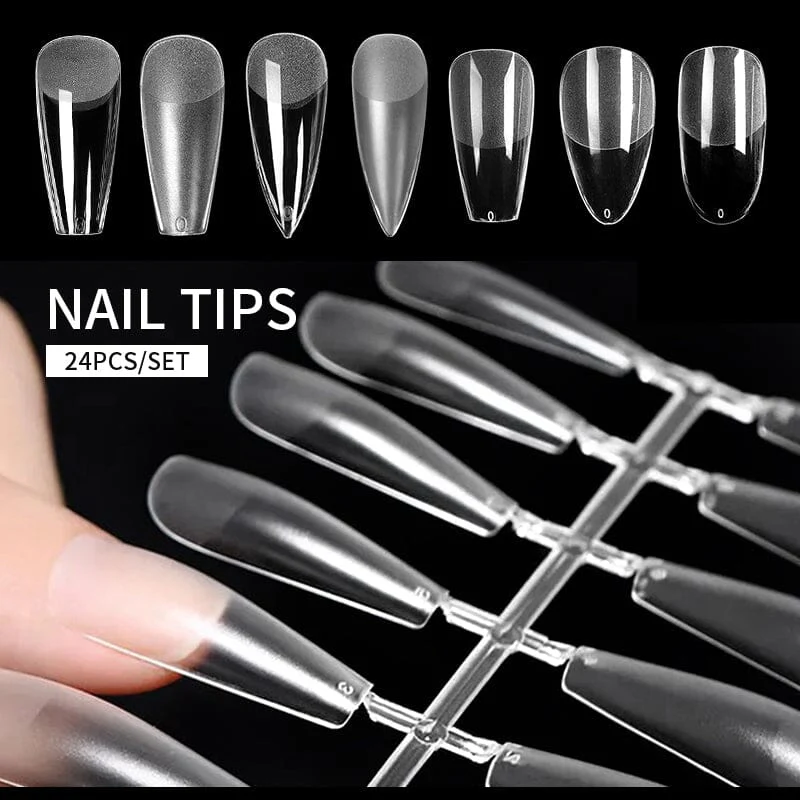 24pcs Semi-frosted Medium Trapezoidal False Nail Tips - Image 2