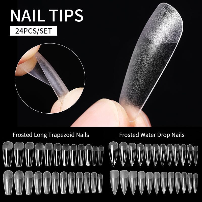 24pcs Semi-frosted Medium Trapezoidal False Nail Tips - Image 3